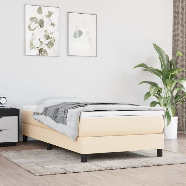 vidaXL Boxspringbett mit Matratze Creme 90x200 cm Stoff, 3144050