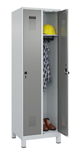 C+P Spind Evolo PLUS, mit Füßen, 2 Abteile, 1950x600x500mm, 7035/0004, Verschluss Drehriegel, Ablageböden 2, 049010-20 S10014