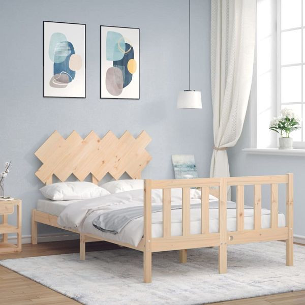 vidaXL Massivholzbett mit Kopfteil 120x200 cm, 3193461, 8720845986315