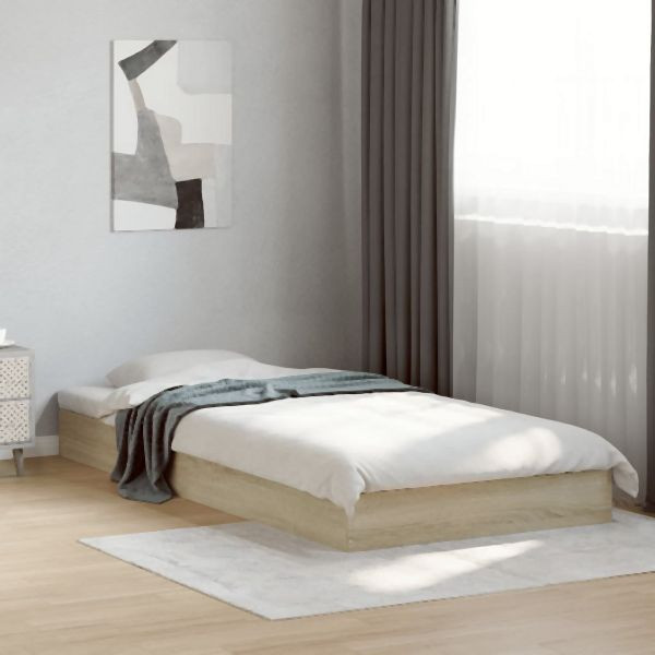 vidaXL Bettgestell ohne Matratze Sonoma-Eiche 100x200 cm Holzwerkstoff, 842058