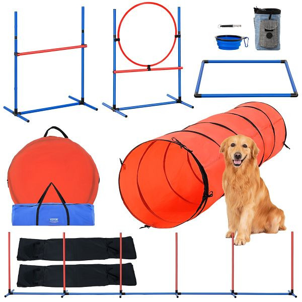 VEVOR 5-teiliges Agility Training Set für Hunde mit Hürden & erweitertem Tunnel, TYKMJKCTJSJKUSTRTV0