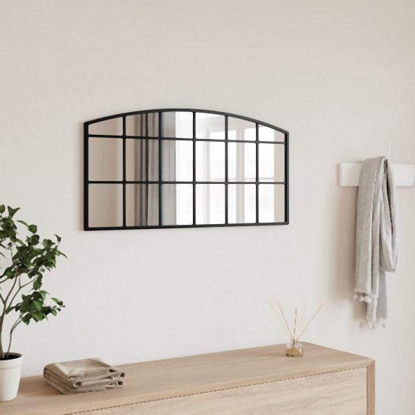 vidaXL Wandspiegel Schwarz 80x40 cm Gewölbt Eisen, 358637