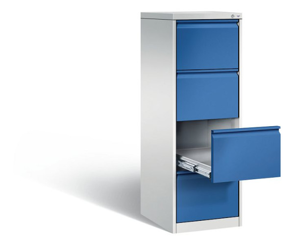 C+P Karteischrank Acurado, H1357xB433xT590mm, Farbe: Lichtgrau / Enzianblau, Griffleiste, 12434-321 S10019