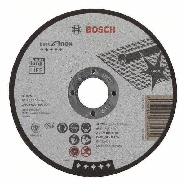 Bosch Trennscheibe gerade Best for Inox A 46 V INOX BF, 125 mm, 1,5 mm, VE: 25 Stück, 2608603496