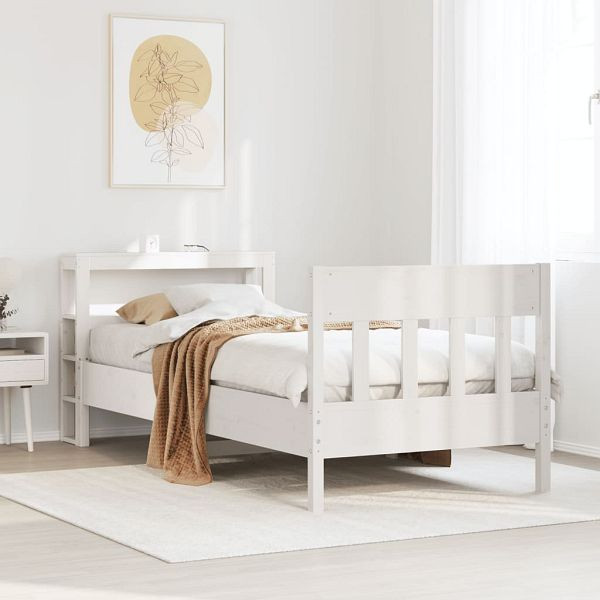 vidaXL Massivholzbett ohne Matratze Weiß 90x200 cm Kiefernholz, 3306274