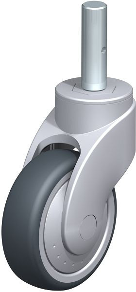 Blickle LWG-TPA 101K-FK-ZA51 Kunststoff-Lenkrolle WAVE mit Zapfen, Thermoplastisches Gummi-Elastomer, Grau, 751330