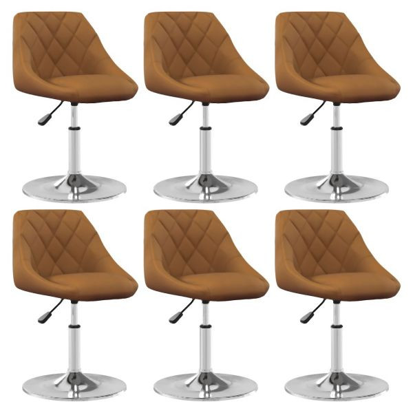 vidaXL Esszimmerstühle 6 Stk. Drehbar Braun Samt, 3088767