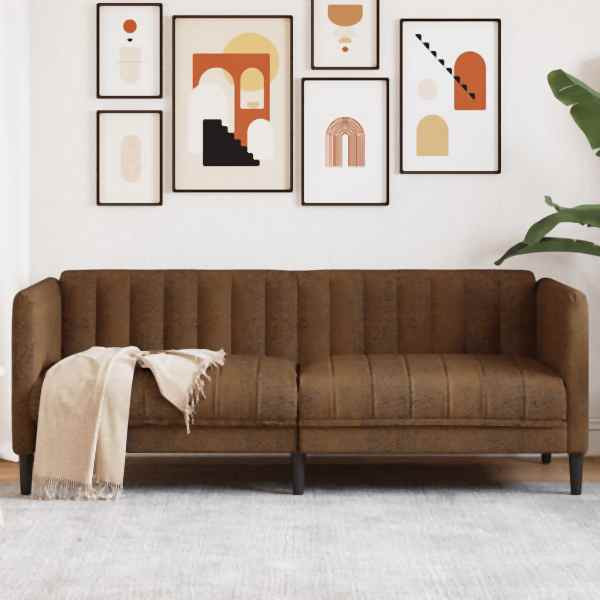vidaXL 2-Sitzer Sofa Braun Kunstleder Wildleder-Optik, 372612