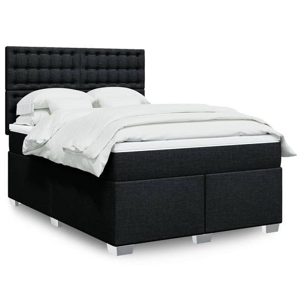vidaXL Boxspringbett mit Matratze Schwarz 140x190 cm Stoff, 3290499