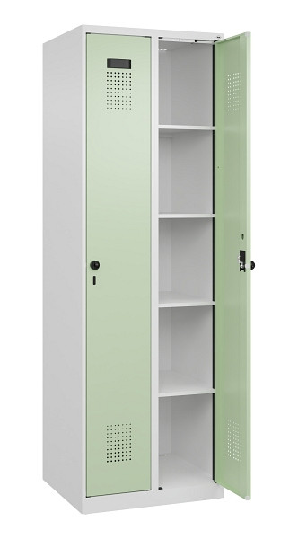 C+P Wäsche-Spind Evolo PLUS, 2 Abteile, 1850x600x500mm, 9016/6019, Verschluss Drehriegel, Ablageböden 8, 049000-20B S10019