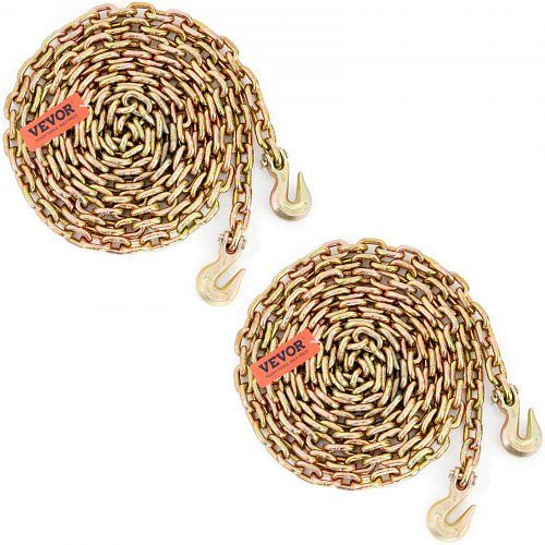 VEVOR 2er-Set Abschleppkette 9,53 mm x 6 m Rückekette 3220 kg Tragfähigkeit G80 Transport Binderkette Stahl Forstkette Stahlkette, ZGTLJZMGDXZYJG017V0