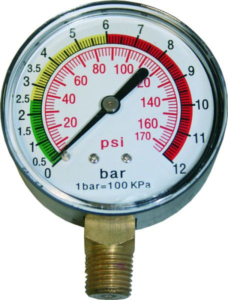 SBN Manometer für Reifenfüller 0-12 bar, 1/4" Anschluss unten, 08290