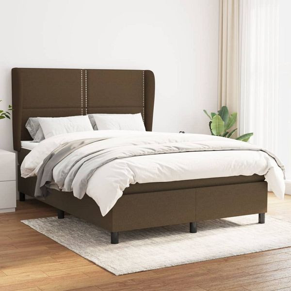 vidaXL Boxspringbett mit Matratze Dunkelbraun 140x200 cm Stoff, 3127888