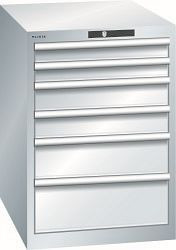 LISTA Schubladenschrank 27x36E (BxTxH) 564x725x800mm AUTO Lock, Lichtgrau, 6 Schubladen, Fronthöhen: 75 - 200 mm, 78.522.020.A