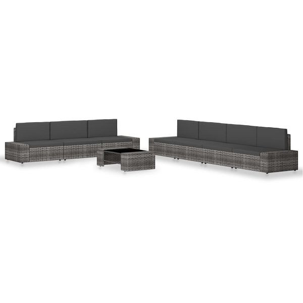 vidaXL 8-teilig Garten-Lounge-Set Poly Rattan Grau, 3054603, 8720286001967