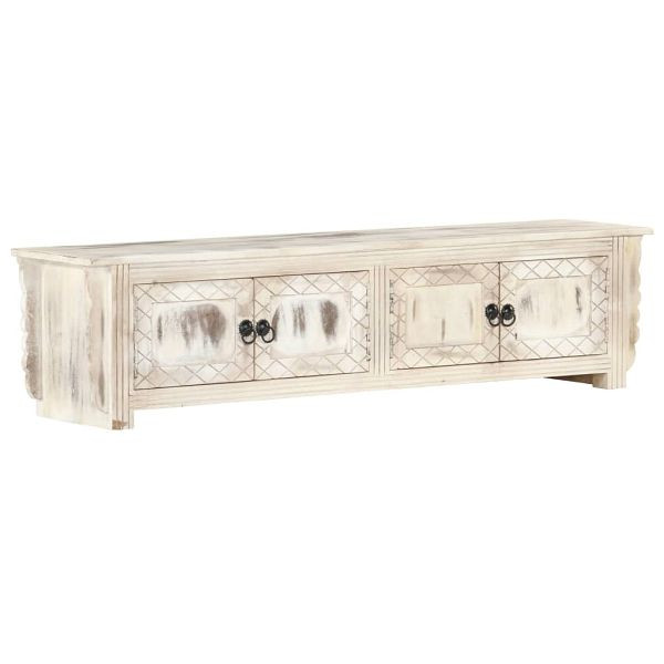 vidaXL TV-Schrank Weiß 140x30x35 cm Massivholz Mango, 286388