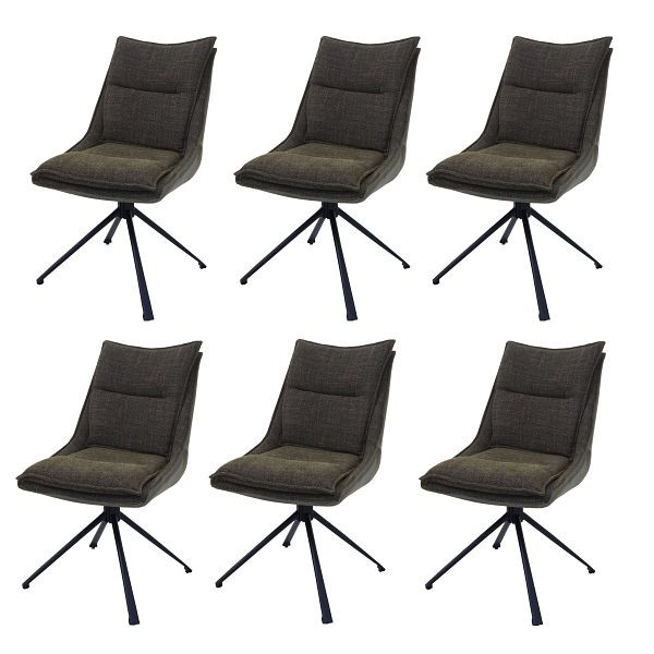 Mendler 6er-Set Esszimmerstuhl HWC-N71, Küchenstuhl, drehbar Auto-Return, Stoff/Textil (420g/m²), grün, 6x108455