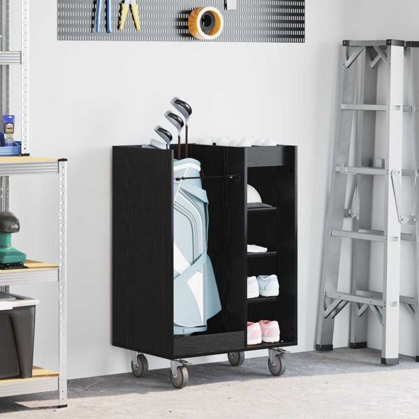 vidaXL Golf Schrank Mit Rad Uni Schwarz Eichen-Optik 65 x 45 x 98 cm, 899448