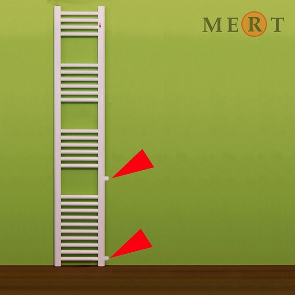 MERT Austauschheizkörper weiß, gerade, 300 x 1500 mm, Anschlussabstand an der Seite 500 mm, 1-30x150-ASR-50