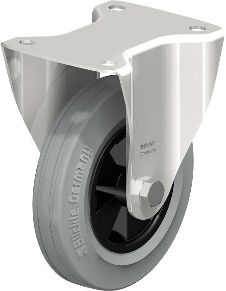 Blickle BX-VPP 160G-SG Edelstahl-Bockrolle mit Anschraubplatte, Vollgummi, Grau, 63404