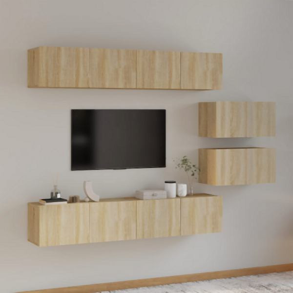 vidaXL 6-tlg. TV-Schrank-Set Sonoma-Eiche Holzwerkstoff, 3114600