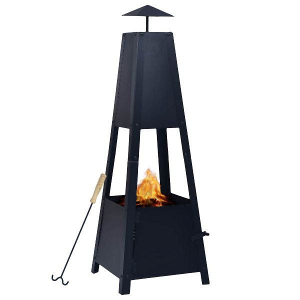 vidaXL Feuerstelle Schwarz 35×35×99 cm Abmessung Stahl, 46648
