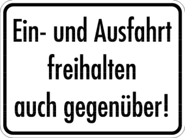 Schilder Klar Parkplatzkennzeichnung Ein- und Ausfahrt freihalten, 400x300x0.6 mm Aluminium geprägt, 552/52