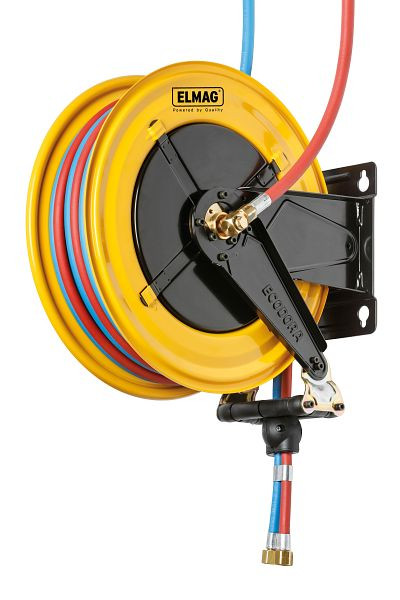 ELMAG Industrie Schlauchaufroller '430/72' für Sauerstoff/Azetylen, 12m, 2x5/16'mm, 20 bar, 43581