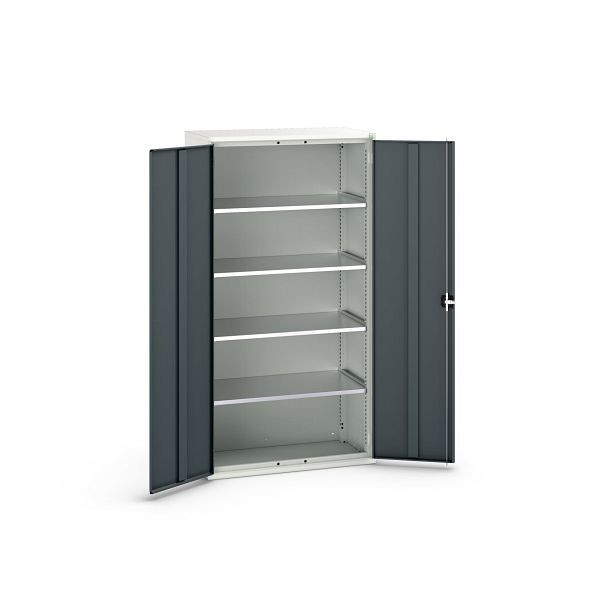 bott verso Flügeltürschrank, mit 4 Fachböden, BxTxH: 1050 x550 x 2000 mm, Lichtgrau / Anthrazitgrau, 16926267.19