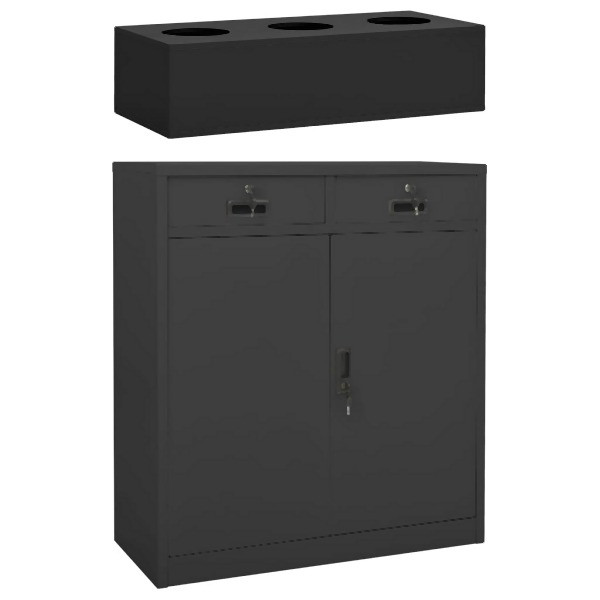 vidaXL Büroschrank mit Pflanzkasten Anthrazit 90x40x125 cm Stahl, 3095271