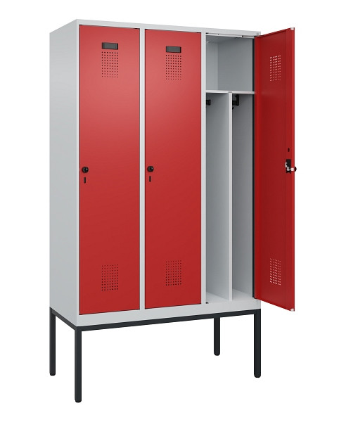 C+P Spind Evolo PLUS, Gestell, 3 Abteile, 2120x1200x500mm, 7035/3000, Verschluss Drehriegel, 0490307-32F S10003