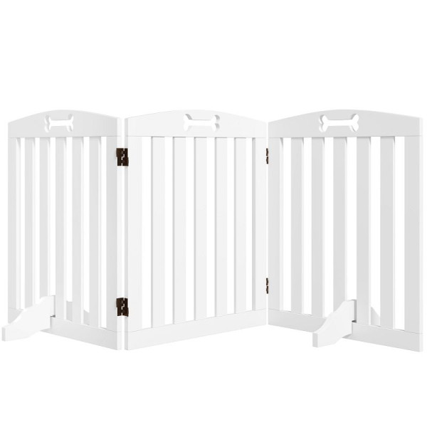 PawHut Freistehendes Hundegitter mit Stützfüßen, für Türrahmen, Flur, Treppe, 155 x 30 x 61 cm, Weiß, D06-244V00WT