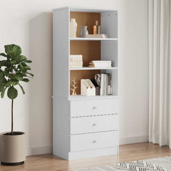 vidaXL Bücherregal mit Schubladen ALTA Weiß 60x35x142 cm Kiefernholz, 353952