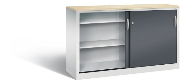 C+P Sideboard mit Schiebetüren Acurado, H1000xB1600xT500mm, Farbe: Lichtgrau / Schwarzgrau, Bügelgriff, 2156-00 S10158