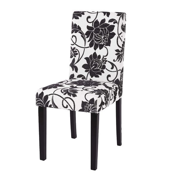 Mendler Esszimmerstuhl Littau, Küchenstuhl Stuhl, Stoff/Textil, jacquard schwarz, dunkle Beine, 74384