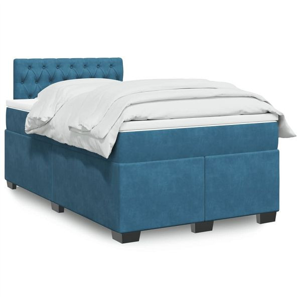 vidaXL Boxspringbett mit Matratze Dunkelblau 120x200 cm Samt, 3286292