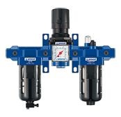 Prevost ALTO 2- Dreifachblock- Filterregler, Manometer, Öler, Wandbesfestigungsset+ Schnellverbinder Leitungsanschluss, IG BSPP=G 3/8, 2000 Nm3/h, TT PSM2