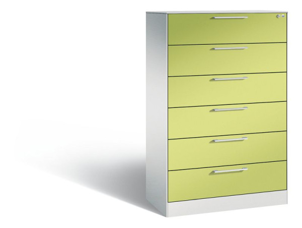 C+P Schubladenschrank Asisto, H1310xB800xT435 mm, Grau/Viridingrün/DBS Hellgrau, 146023-623 S10216
