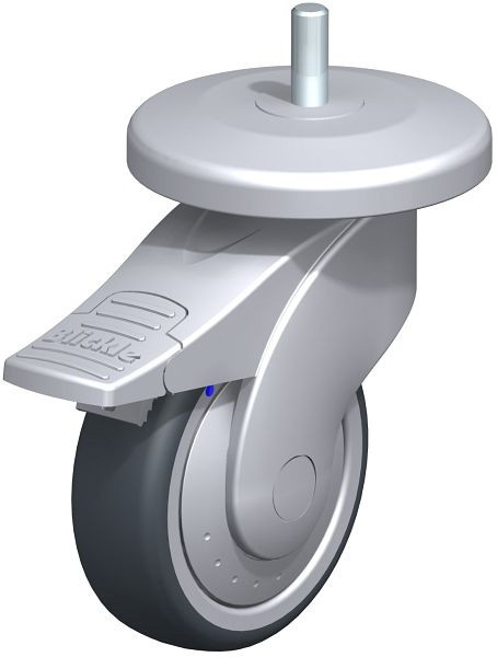 Blickle LWGX-TPA 101XK-11-FI-FK-AMGX100 Kunststoff-Lenkrolle WAVE, rostfrei, mit Abweisrad & Feststeller, Thermoplastisches Gummi-Elastomer, Grau, 849682