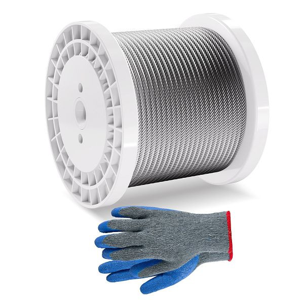 VEVOR Stahlseil Drahtseil Rostfrei, 6,35mmx76,2m 31,1kN 7x19 Stränge, DXGSSDXQT14I95RCZV0