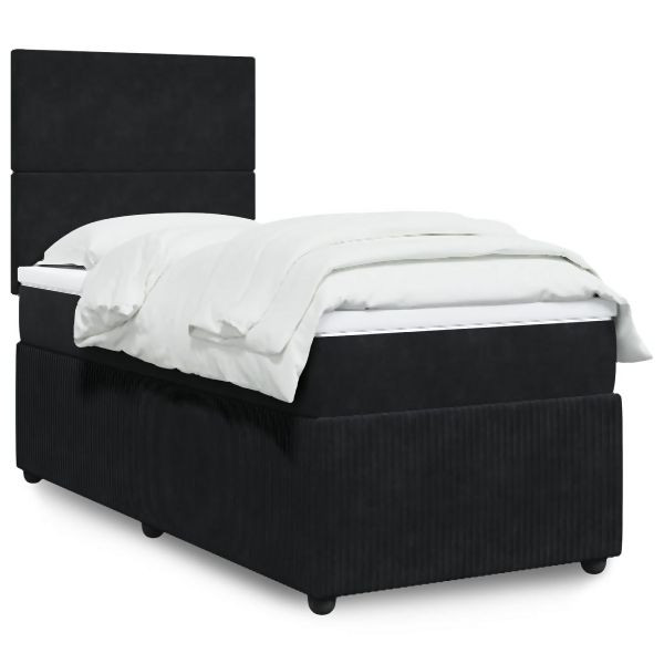 vidaXL Boxspringbett mit Matratze Schwarz 100x200 cm Samt, 3294558