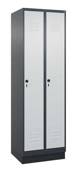 C+P Mehrzweckschrank Classic PLUS, Sockel, 2 Abteile, 1950x600x500mm, 7016/7035, Drehriegel, Türen rechts angeschlagen, 080020-20B S10013