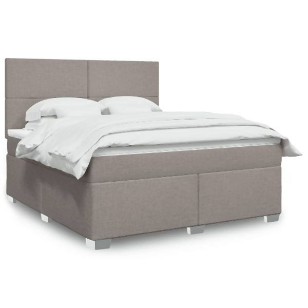 vidaXL Boxspringbett mit Matratze Taupe 180x200 cm Stoff, 3290564