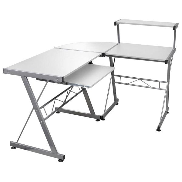 vidaXL Eck-Computertisch Weiß 132x112x99 cm Holzwerkstoff, 20587