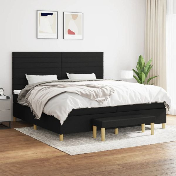 vidaXL Boxspringbett mit Matratze Schwarz 200x200 cm Stoff, 3137263