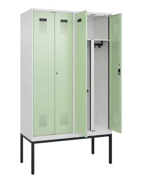 C+P PSA Doppel-Spind Evolo PLUS, Gestell, 4 Abteile, 2120x1200x500mm, 9016/6019, Zylinderschloss, 0490327-40P S10046