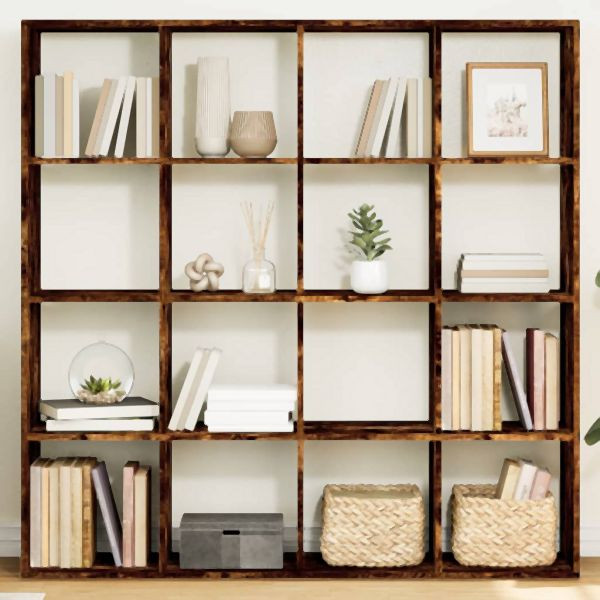 vidaXL Bücherregal Räuchereiche 137,5x29x137,5 cm Holzwerkstoff, 3310293