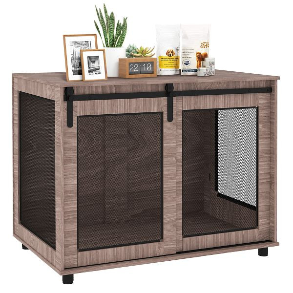 PawHut Hundebox, Transportbox für Hunde, Rückzugsbox für Haustiere, verschließbare Türen, 98 x 60 x 78 cm, D02-208V01WN