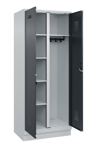C+P Wäsche-/Garderobenspind Evolo PLUS, mit Sockel, 2 Abteile, 1950x800x500mm, 7035, Frontfarbe RAL 7016 Anthrazitgrau, Zylinderschloss, 049620-22 S10039