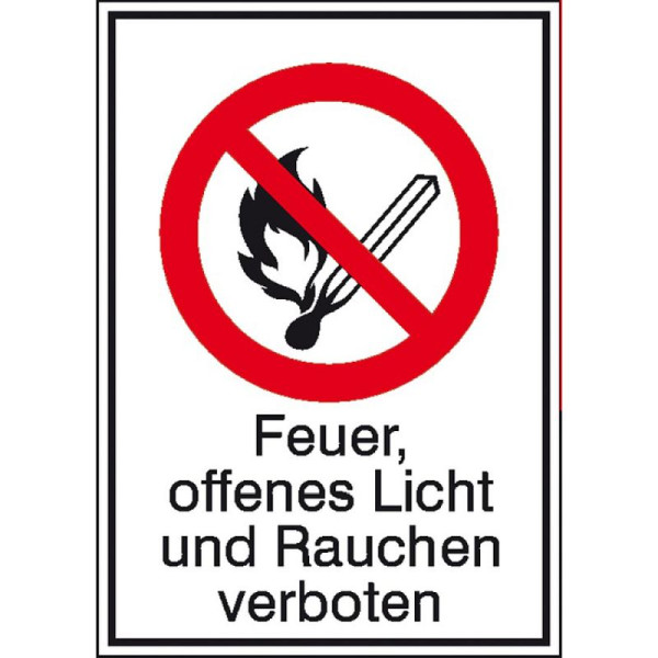 Stein HGS Kombischild, Feuer, offenes Licht und Rauchen verboten, 262x371mm/Alu,geprägt, 11.1131
